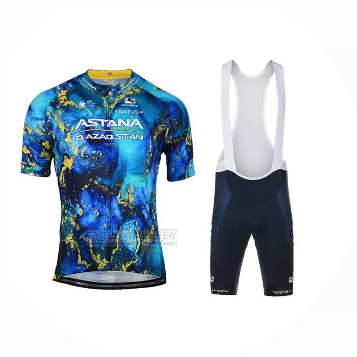 2023 Cycling Jersey Astana Blue Short Sleeve and Bib Short